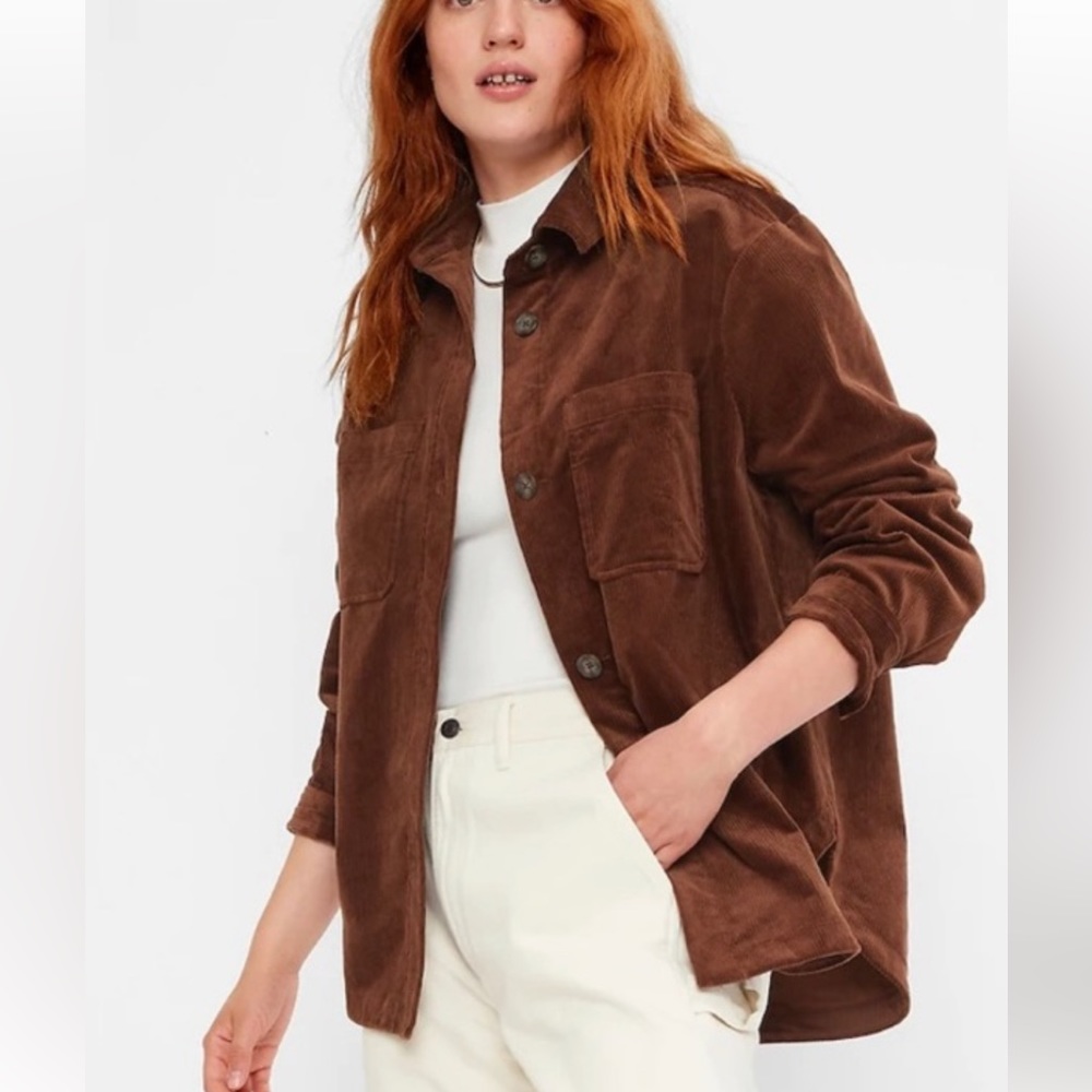 $80 Gap Oversized Corduroy Sable Brown Shirt Size L
